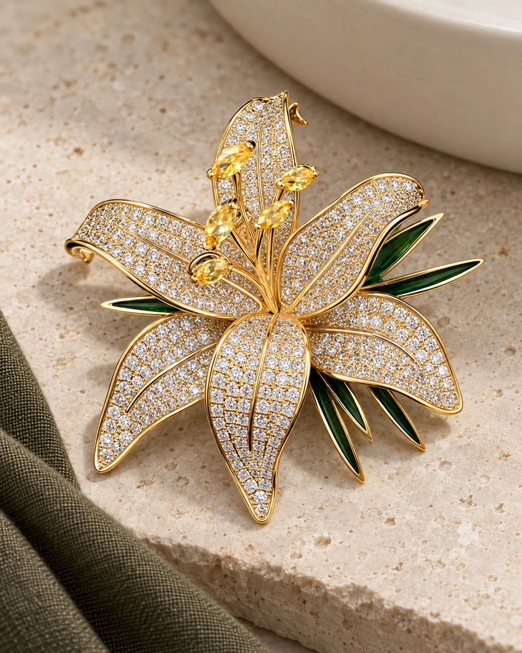Lilja Stone-Set Lily Brooch — product still life