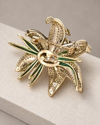 Lilja Stone-Set Lily Brooch — reverse and hinged pin back