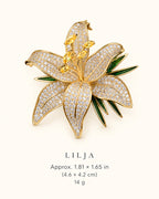 Lilja Stone-Set Lily Brooch — verified dimensions guide