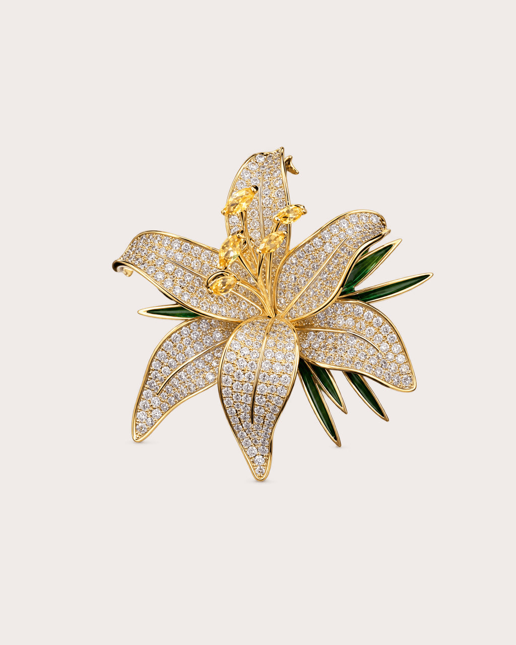 Lilja Stone-Set Lily Brooch — front product view