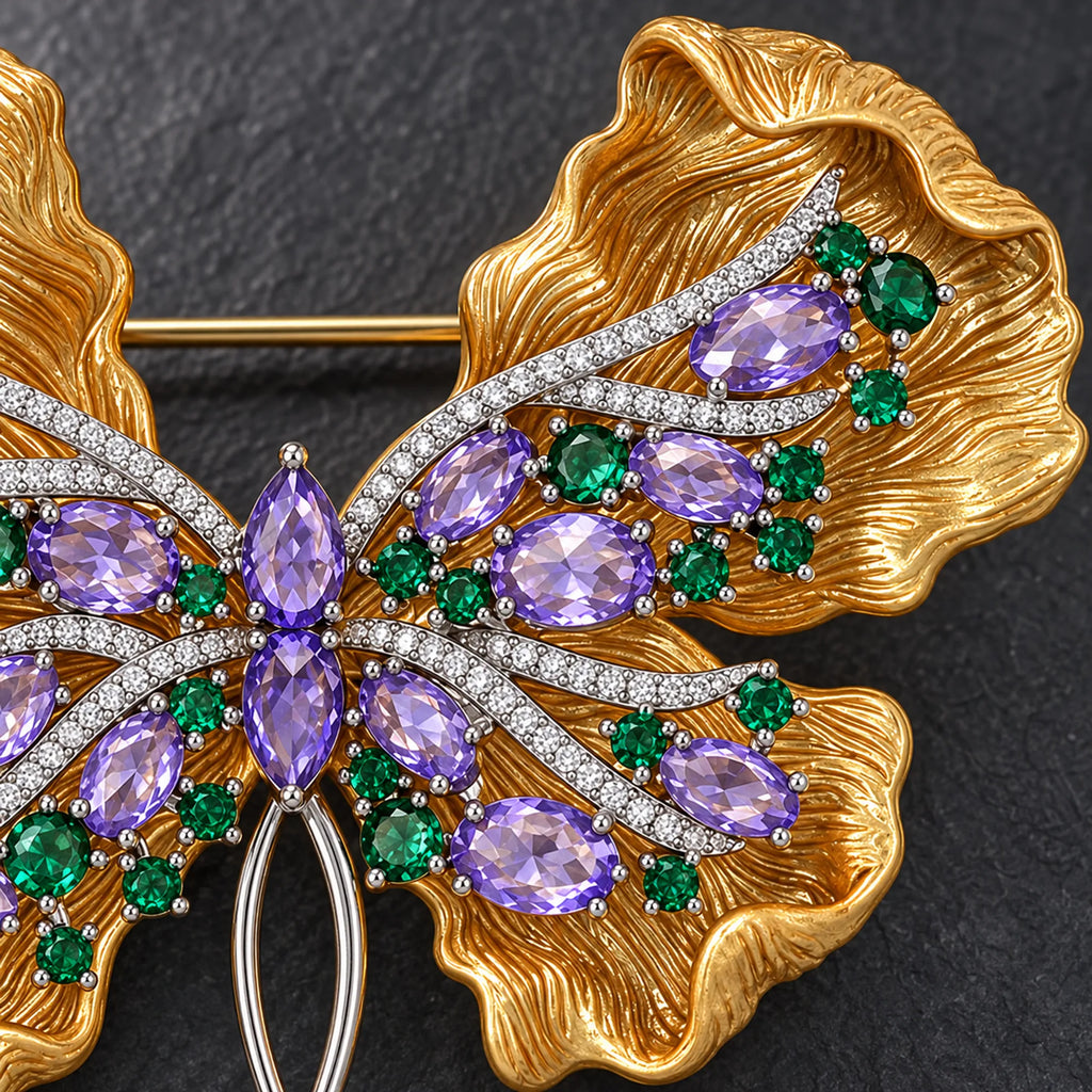 Liora Sculpted Butterfly Drop Brooch — product detail study
