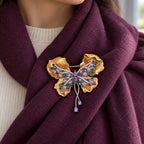 Liora Sculpted Butterfly Drop Brooch — at the scarf
