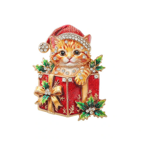 Christmas Kitten brooch