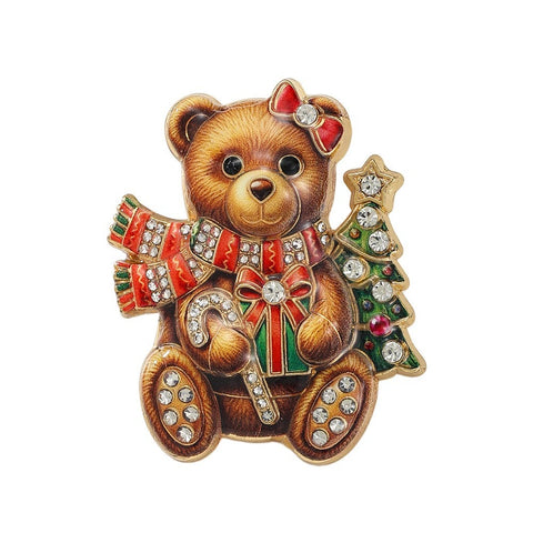 Christmas Teddy brooch