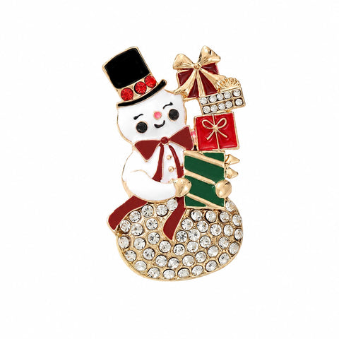 Snowman Stocking brooch