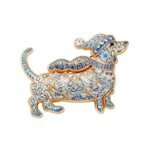 Winter Dachshund brooch