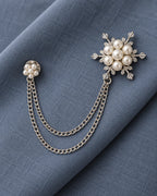 Lume Snowflake Lapel Chain Brooch in silver-tone finish; complete color display