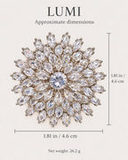 Lumi approximate dimensions 1.81 by 1.81 inches, 4.6 by 4.6 centimeters, net weight 26.2 grams