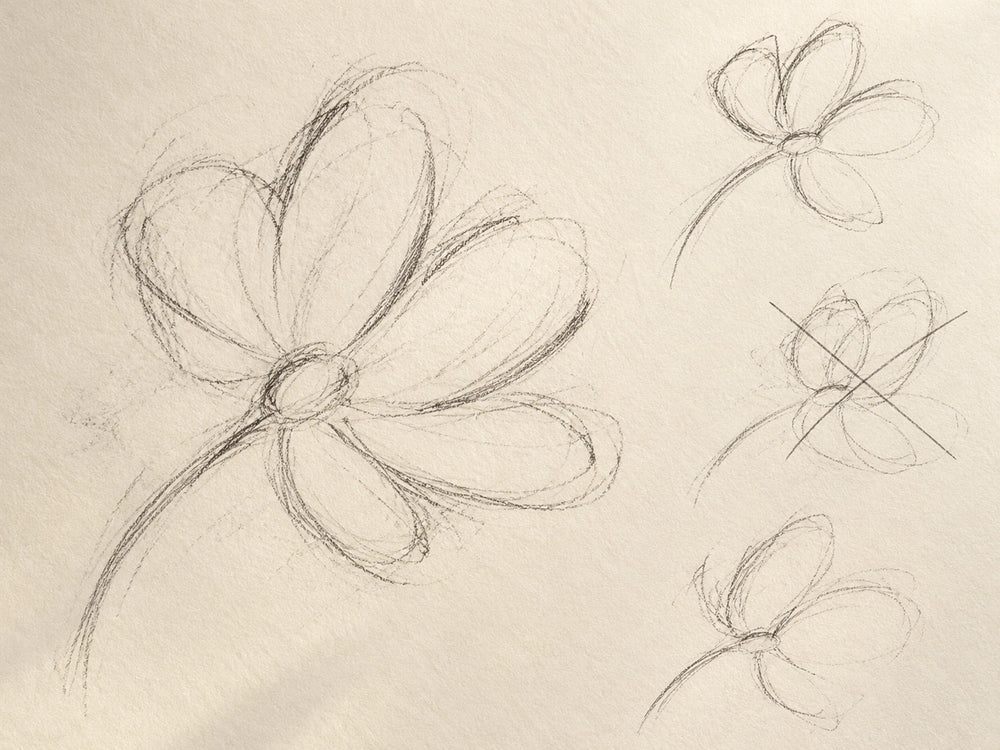 Petals around a curved stem
