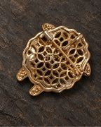 Mella Orange Crystal Sheep Brooch reverse showing the pin and open metal backing