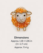 Mella Orange Crystal Sheep Brooch dimensions: Approx. 1.18 × 1.06 in (3 × 2.7 cm)