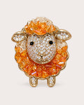 Mella Orange Crystal Sheep Brooch, front view