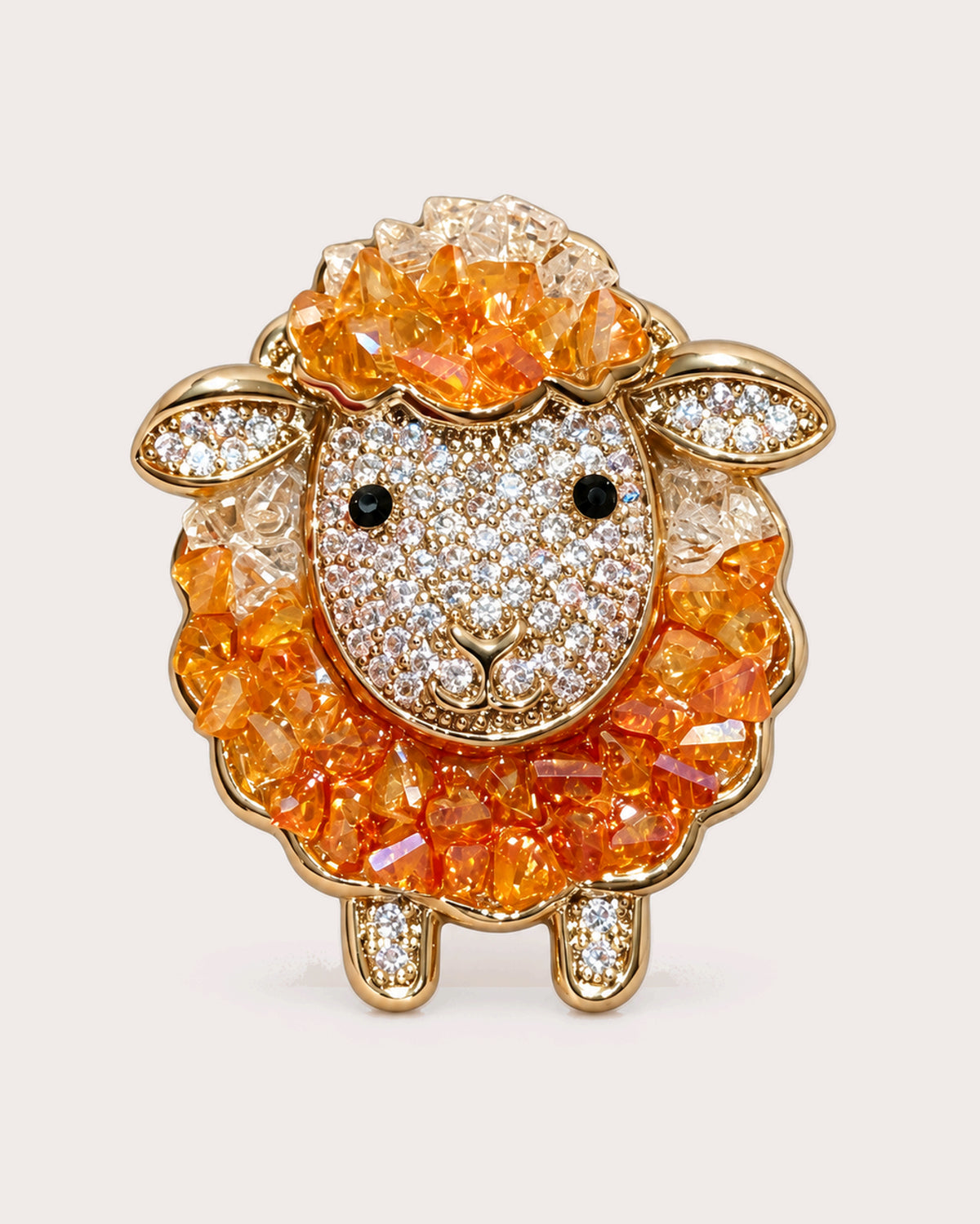 Mella Orange Crystal Sheep Brooch, front view