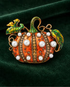 Nelli Pearl-Style Pumpkin Brooch in a product still life