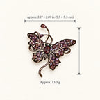 Nemi Smoky Purple Butterfly Brooch size: approximately 2.17 by 2.09 inches (5.5 by 5.3 centimetres), 13.3 grams.