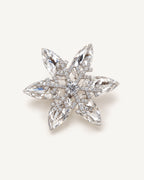 Nive K9 Crystal Rotating Snowflake Brooch shown complete on a warm plain background.