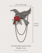 Noctra size: 2.17 inches wide by 3.54 inches overall, 5.5 by 9 cm including chains; 12.2 g