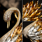 Odette Swan Crystal Brooch crystal and feather details