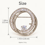 Oona Baguette Zircon Double-Loop Brooch overall size: Approx. 1.26 × 1.10 in (3.2 × 2.8 cm); approximately 5.4 g.