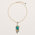 Pava Turquoise-Tone Peacock Pendant Necklace