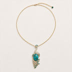 Pava Turquoise-Tone Peacock Pendant Necklace