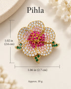 Pihla Pavé Flower Magnetic Brooch size guide: 2.7 cm wide, 2.6 cm high, 10 g