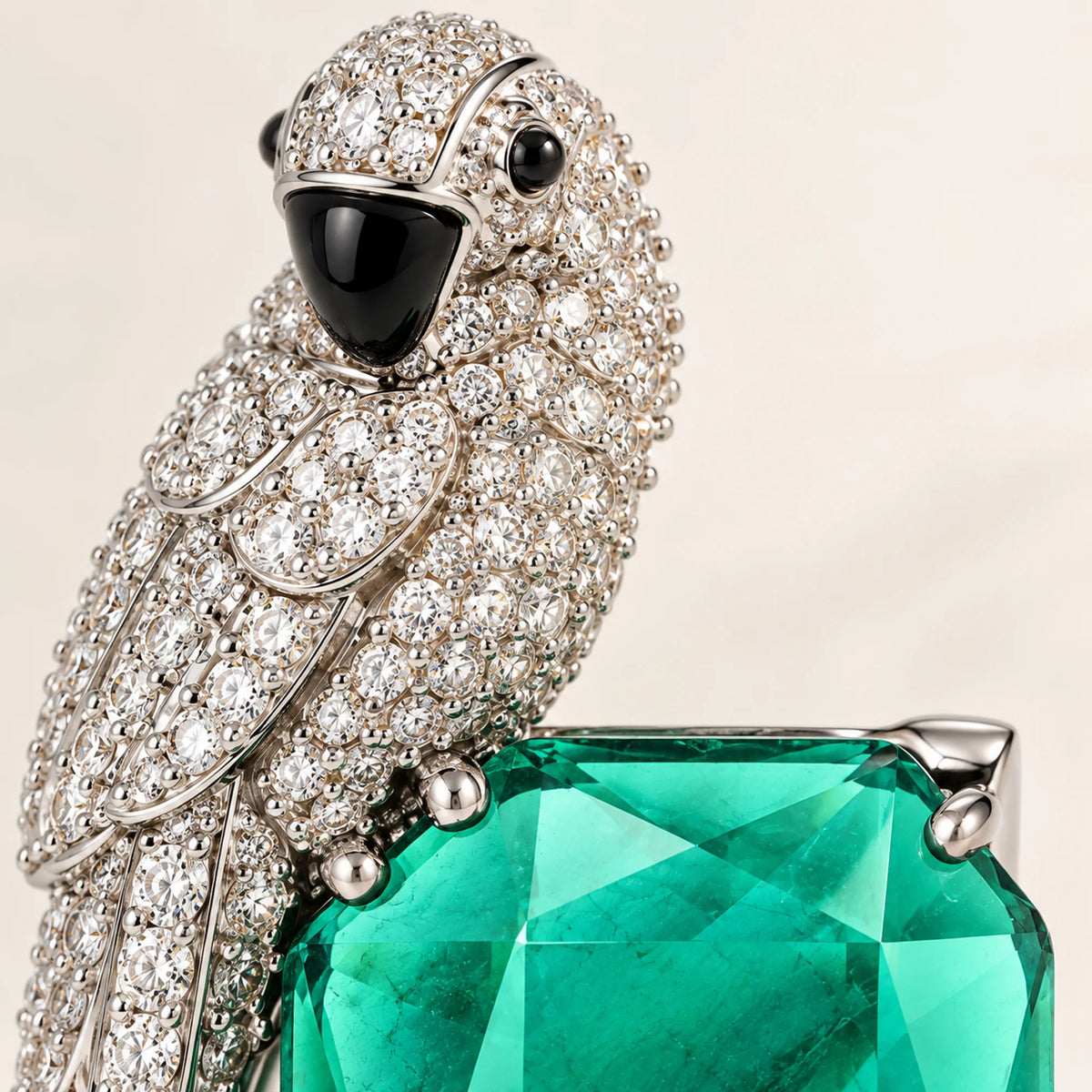 Pippa Faceted Parrot Brooch — product detail study