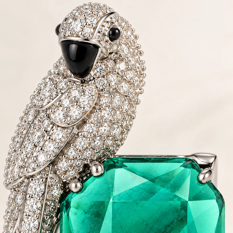 Pippa Faceted Parrot Brooch — product detail study