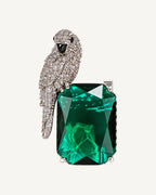 Pippa Faceted Parrot Brooch — Green front view