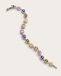 Prisma Multicolor Zircon Link Bracelet arranged on a warm #F0EBE9 studio background with natural contact shadow.