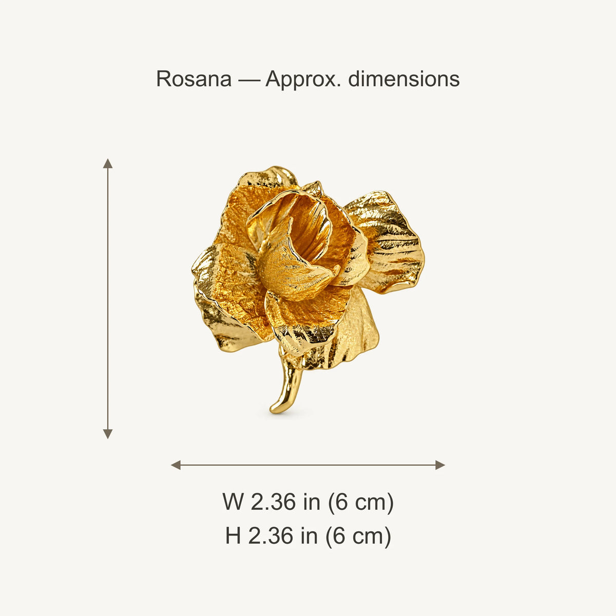 Rosana Sculpted Rose Brooch approximate width 2.36 in (6 cm) and height 2.36 in (6 cm)