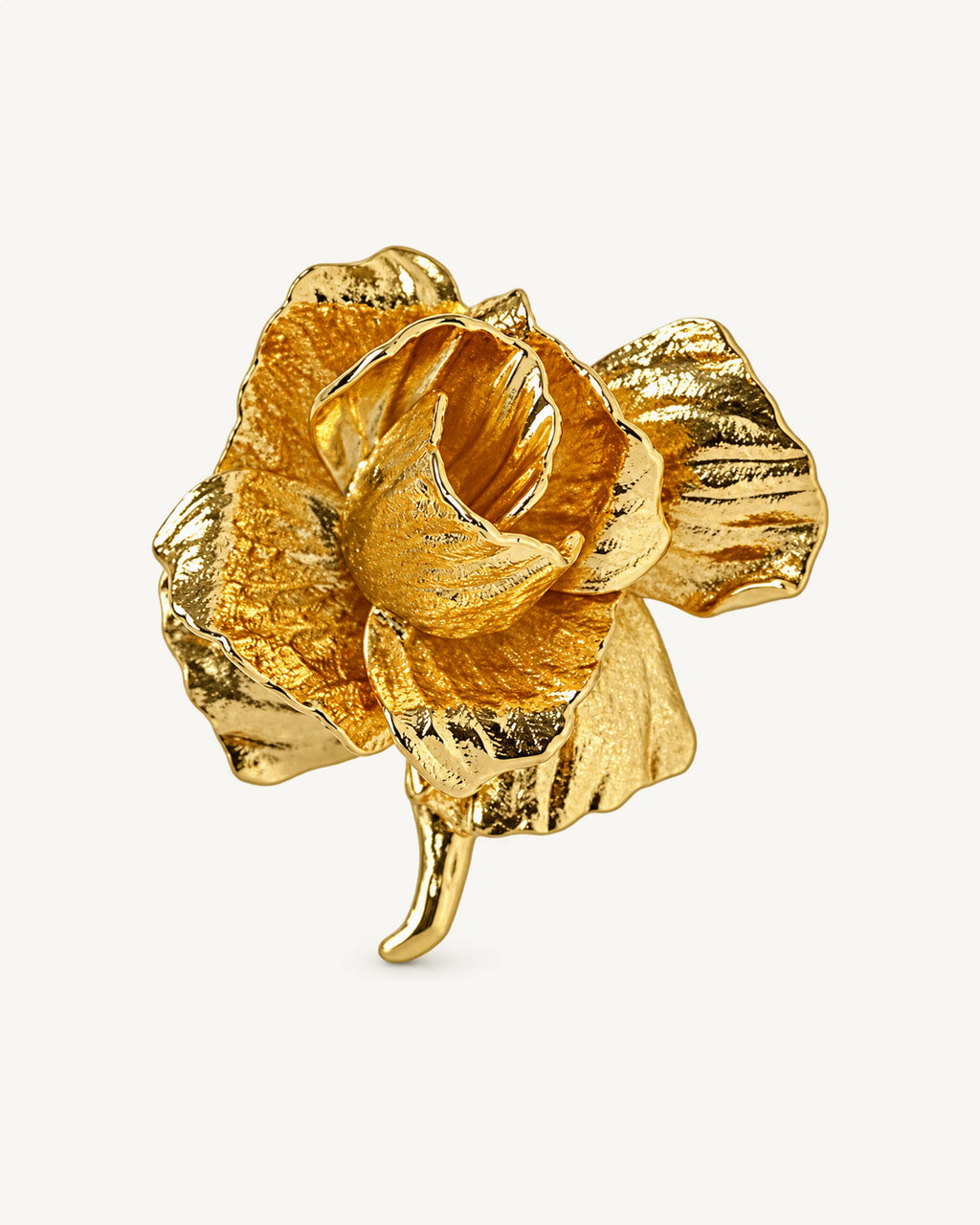 Rosana Sculpted Rose Brooch — Gold front view