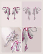 Four detail views of the Runa earrings showing both colours, front stones, back and silver post