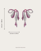 Runa Ribbon Bow Drop Earrings size guide showing 4.8 cm height and 2.0 cm width