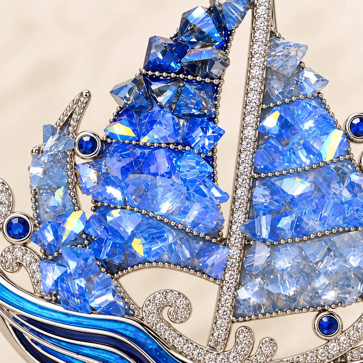Seili Blue Sailboat Brooch — product detail study