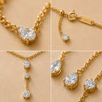 Aurelia Light Layered Necklace Set crystal and clasp macro details