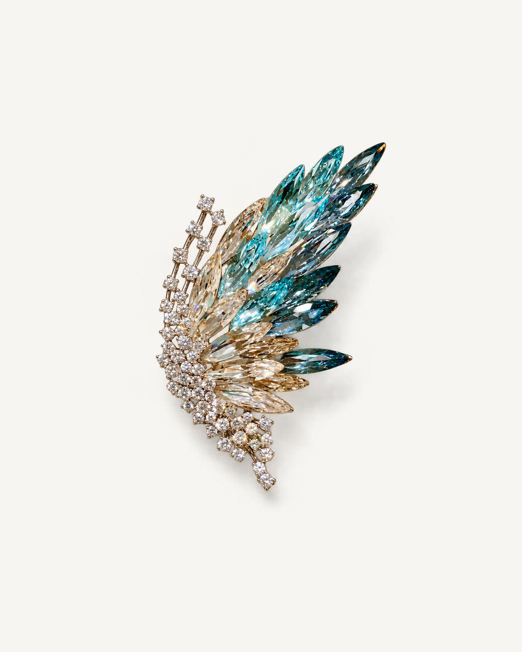 Siiri Marquise Fan Butterfly Brooch front view showing the complete blue ombré design.
