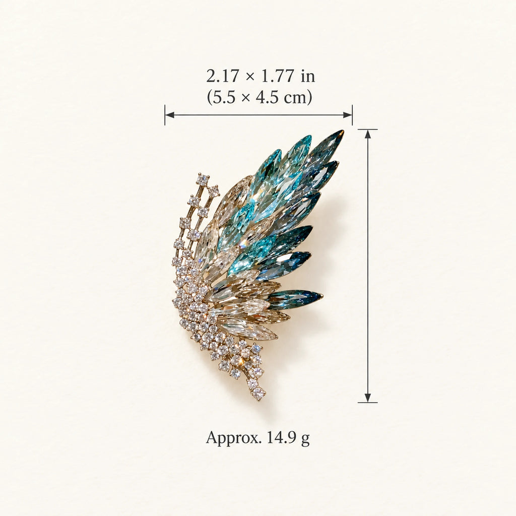 Siiri Marquise Fan Butterfly Brooch size: approximately 2.17 by 1.77 inches (5.5 by 4.5 centimetres), 14.9 grams.