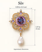 Siv Purple Face Medallion Brooch — approximate width and height guide