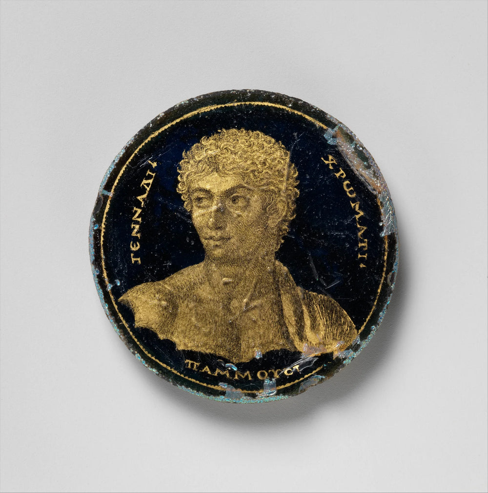A portrait within a circle