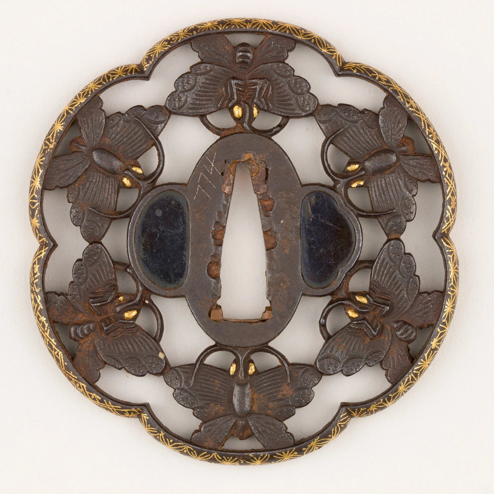 A butterfly held in an open contour