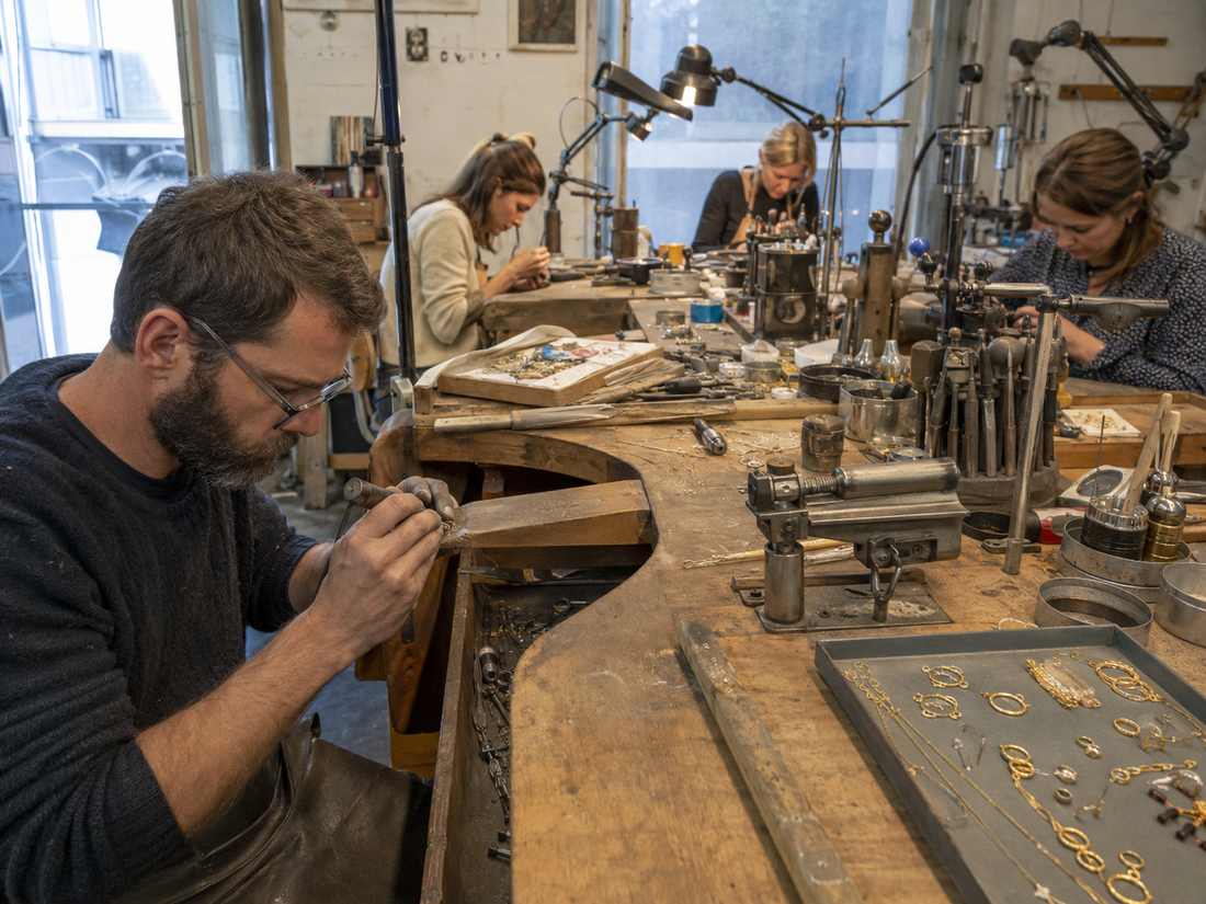 Atelier detail — gold finished by hand