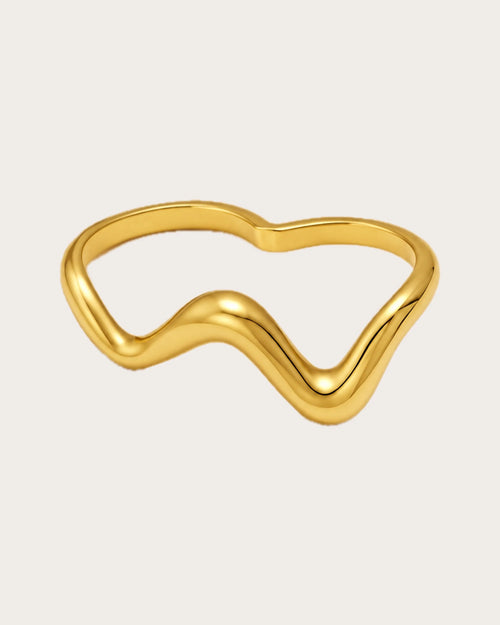 Aira Line Double Ring on a soft warm grey background