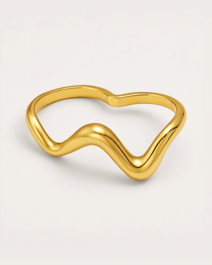 Aira Line Double Ring on a soft warm grey background