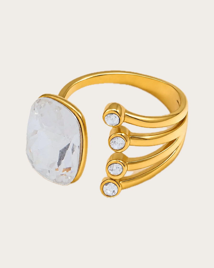 Atrium Adjustable Gold Crystal Ring