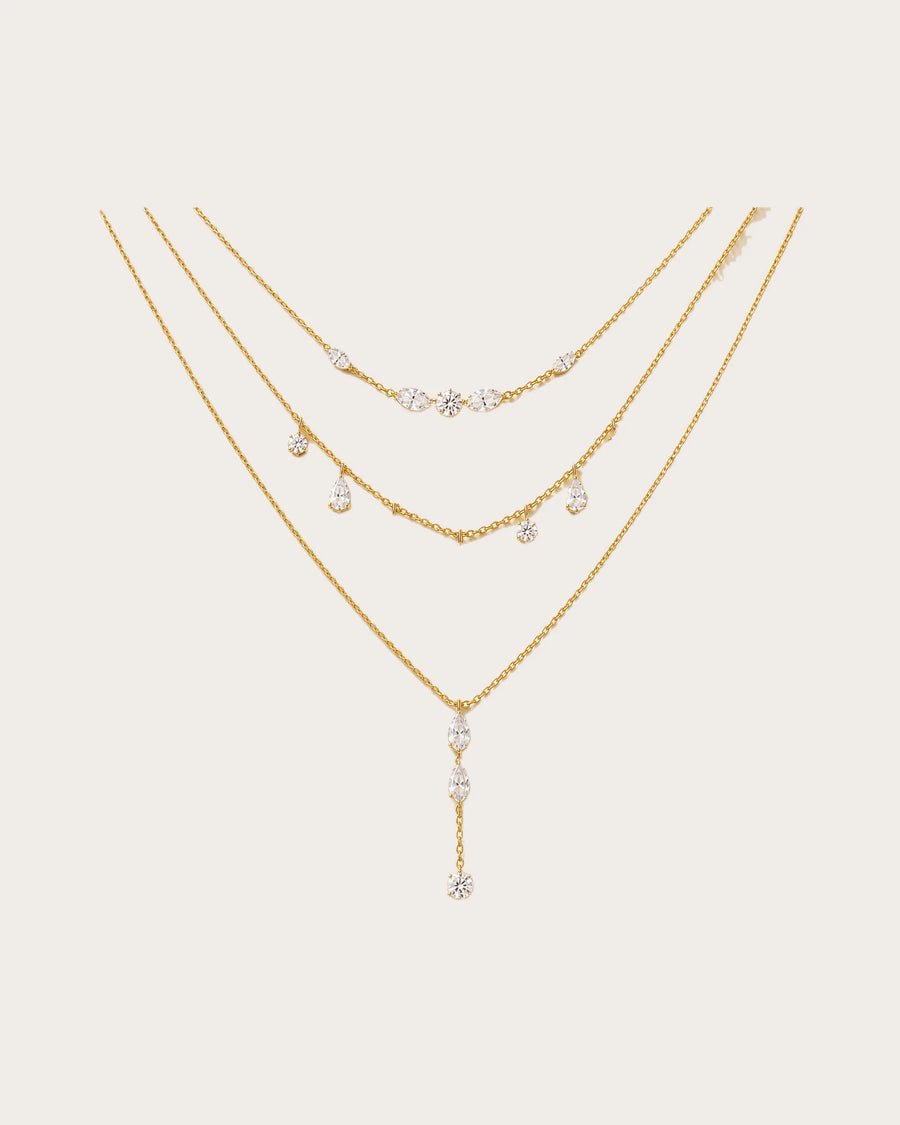 Aurelia Gold Layered Crystal Necklace Set
