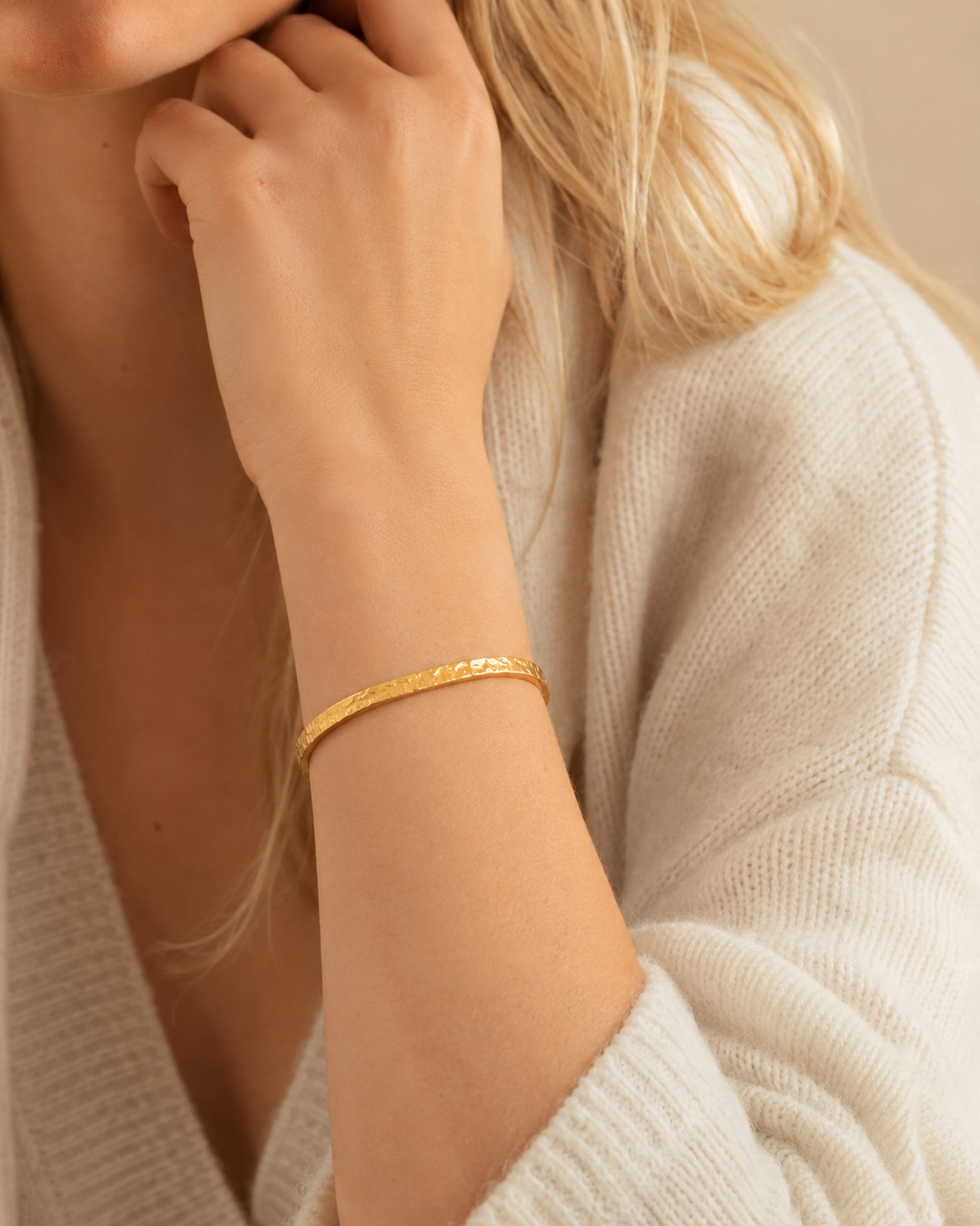 Auren Ridge Cuff Bracelet worn on wrist