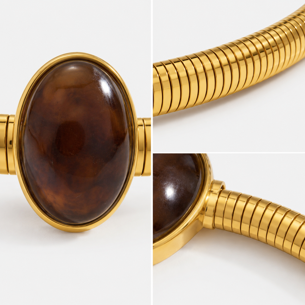 Cira Amber Collar Necklace amber detail