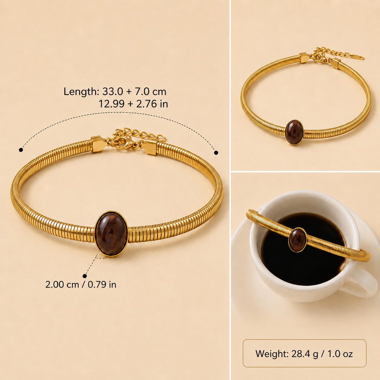 Cira Amber Collar Necklace size guide
