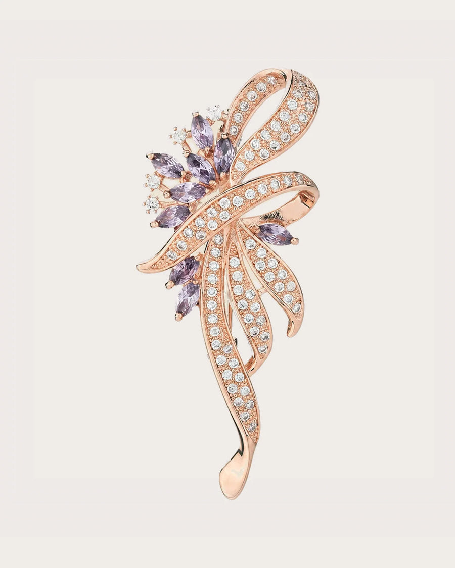 Elowen Crystal Spray Brooch on a soft warm grey background